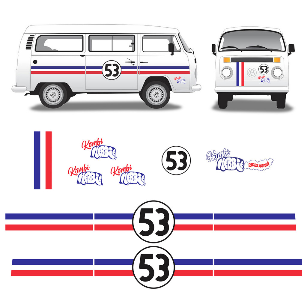 Kit Faixa Kombi Herbie 53 2006/2014 Adesivo Lateral/Frontal