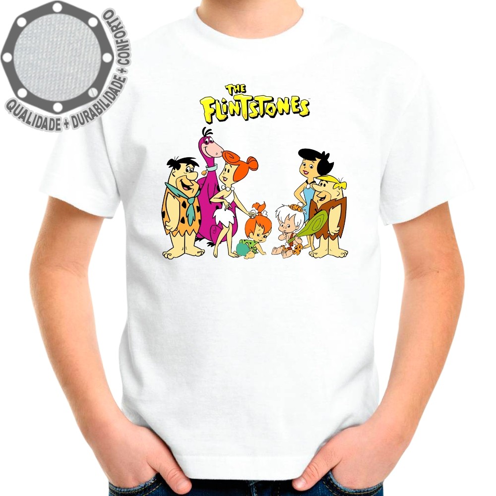 Camiseta Os Flintstones Personagens Camisa Personalizada Adulto e Infantil