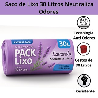 Saco de Lixo Lavanda 30 Litros Neutraliza Odores em Oferta na Shopee