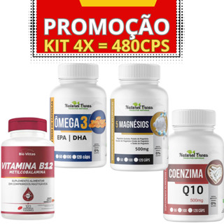 Kit Completo: B12 + Ômega 3 + Coenzima Q10 + 5 Magnésio -  total 480 cps em Oferta na Shopee