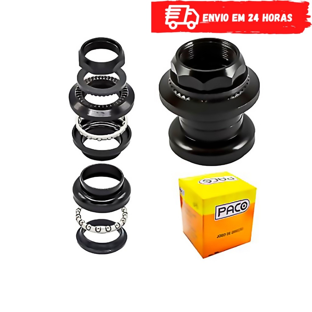 Movimento de Direção de Bicicleta Paco Standard Sueco Preto Rosca Fina P/Garfo Sundown Mode