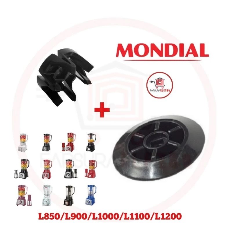 KIT 02 Arraste do copo + 02 Arraste do motor do Liquidificador Mondial L1000 - L99 - L900 - L1100 - L1200