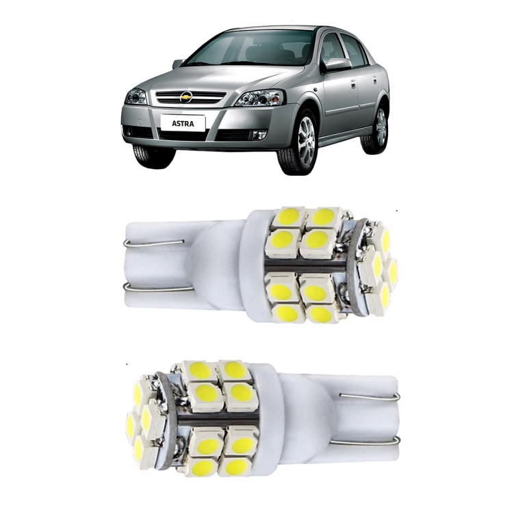 Par Lampada Pingo 20 LED T10 Astra Farol Teto Placa 5w