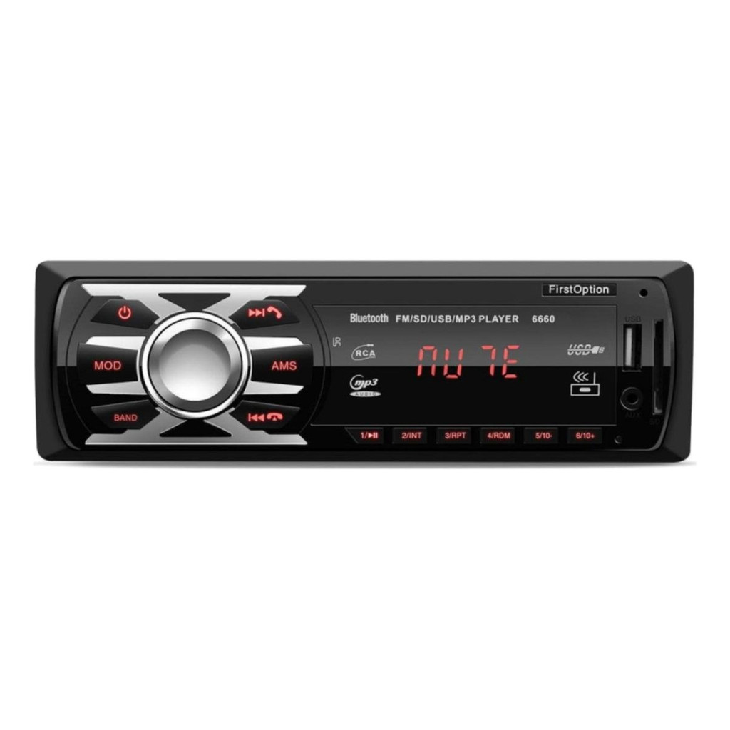 Som automotivo First Option 6660 com usb bluetooth e leitor de cartão sd