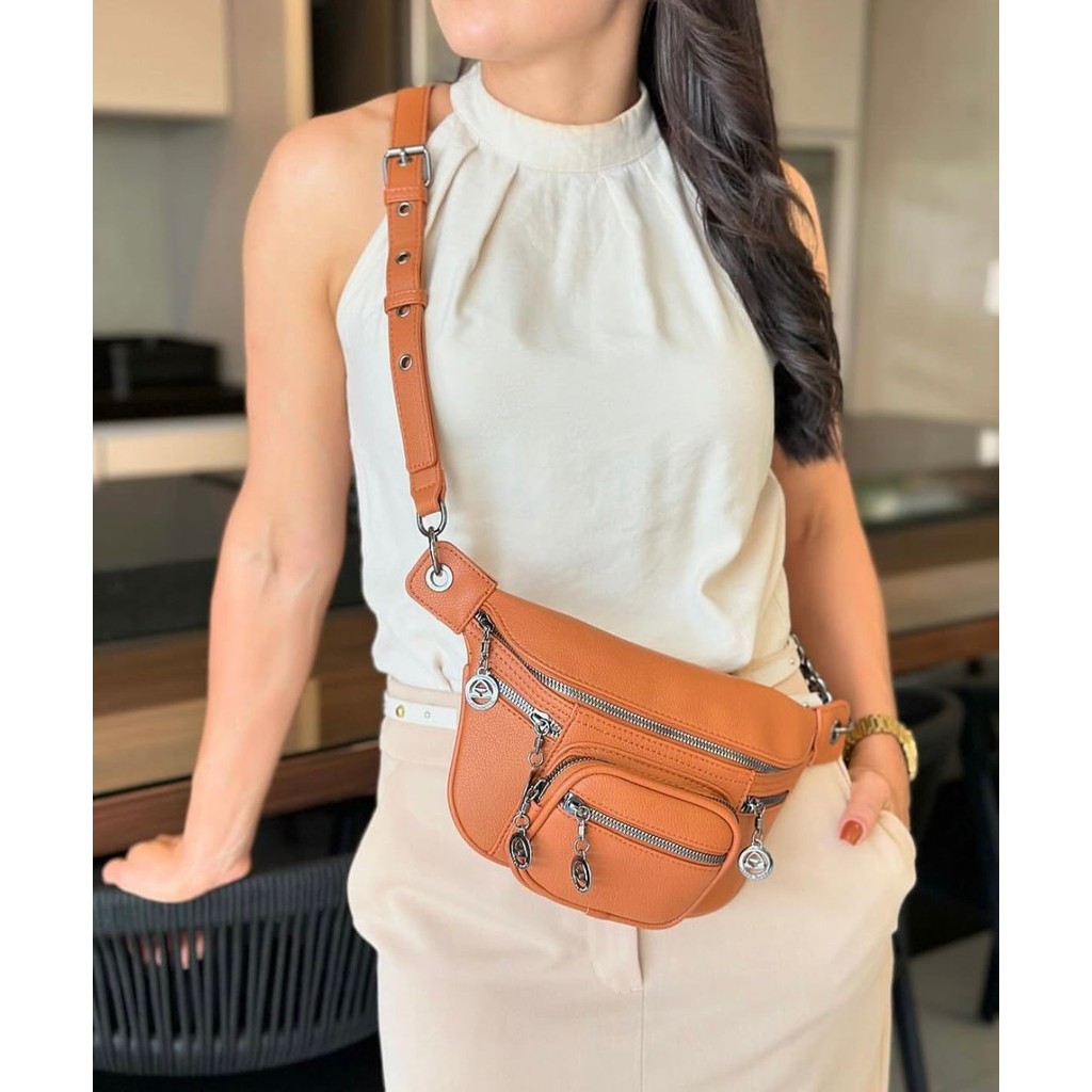 Pochete Bolsa Feminina Casual 2 Em 1 Transversal E Cintura - Miss Dong