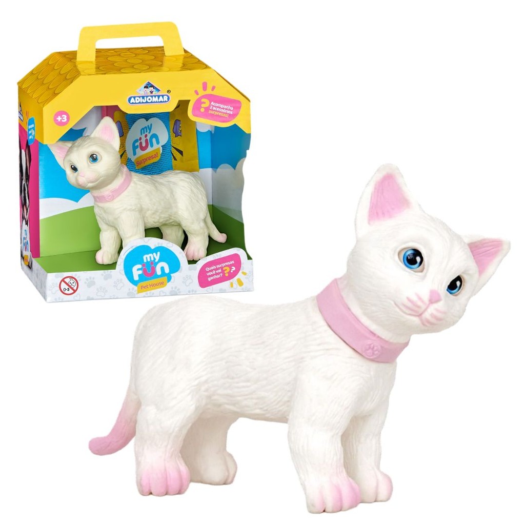 Boneca My Fun Pet House Brinquedo Gatinha com Acessório Surpresa Criança Infantil Gato - Adijomar