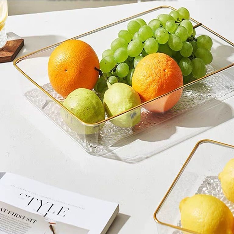 Bandeja Decorativa de Acrílico Bebida Café Comida Lanche Sobremesa Porta-copo Acessório retângulo35 X 24 X 2,5