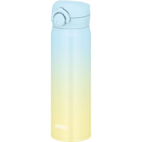 Vacuum Insulated Travel Mug 500ml Light Blue Yellow, Detachable Drinking Spout for Easy Cleaning, Lightweight Type, One-Touch Open, Stainless Steel Bottle, Heat Retention and Cold Preservation, Model JNR-503LTD LB-Y