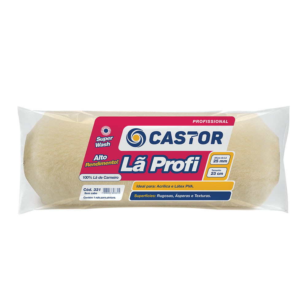 Rolo para pintura Lã Carneiro Profi 25MMx23CM s/cabo - Castor
