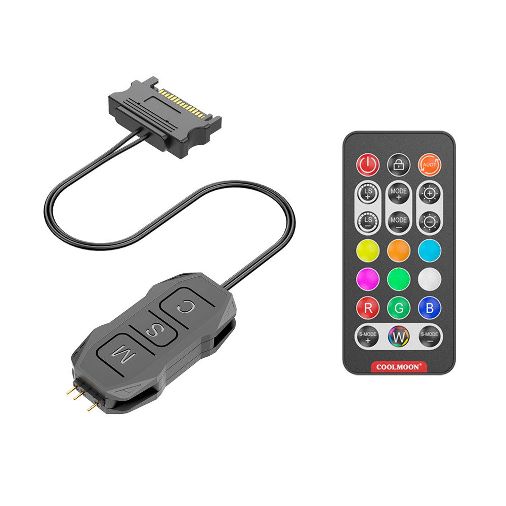CONTROLADOR DE LED SK1 ARGB 5V 3 PINOS SATA GABINETE E FANS