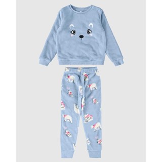 Pijama Infantil Menina Urso-Polar Em Fleece Malwee Kids em Oferta na Shopee