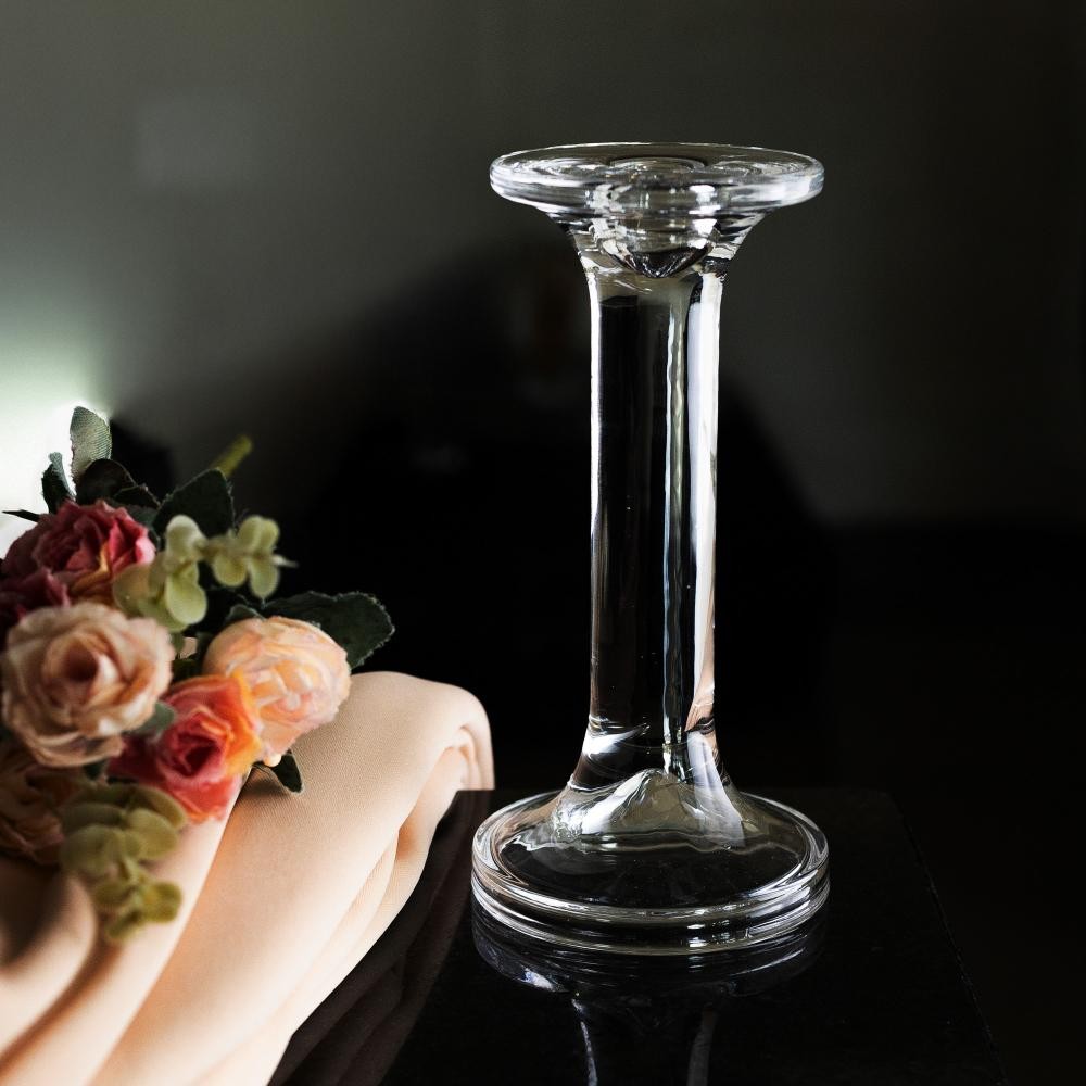 Castiçal para Vela Wolff Creta de Vidro 8cm x 8cm x 16cm em Oferta na Shopee