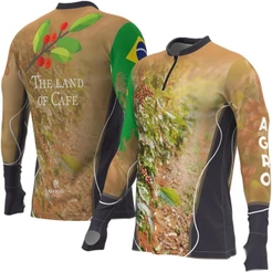 Camiseta de Pesca Masculina Proteção Solar UVPremium Sublimada Agro Cafezal - Mar Negro