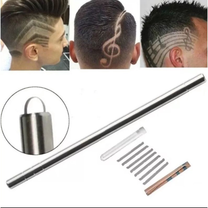 Caneta Navalha Desenho Cabelos Cabeleireiro Barbeiro + 10 Lâminas Barbearia em Oferta na Shopee