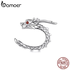Bamoer 925 Prata Esterlina Orelha Manguito Dragão Design Jóias Presente Feminino