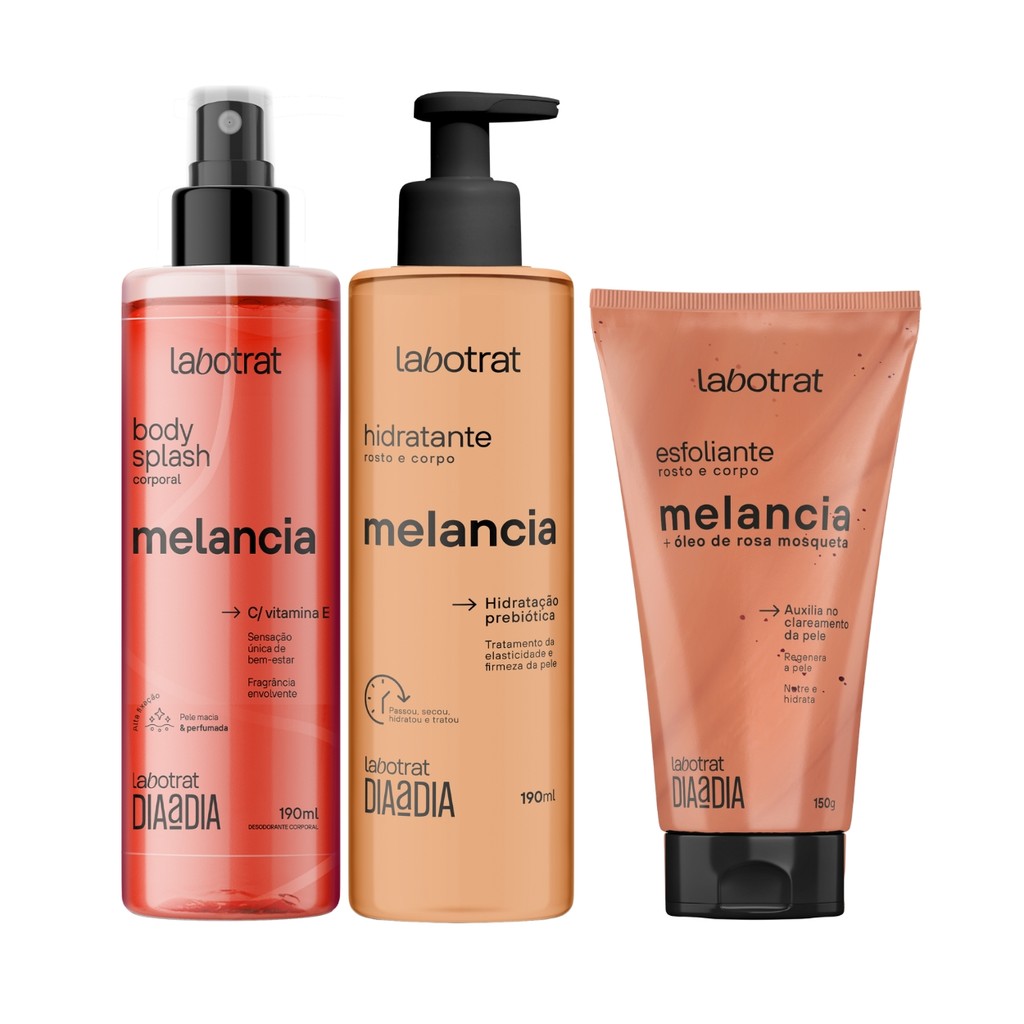 Kit Hidratante Esfoliante Body Splash Melancia Labotrat em Oferta na Shopee