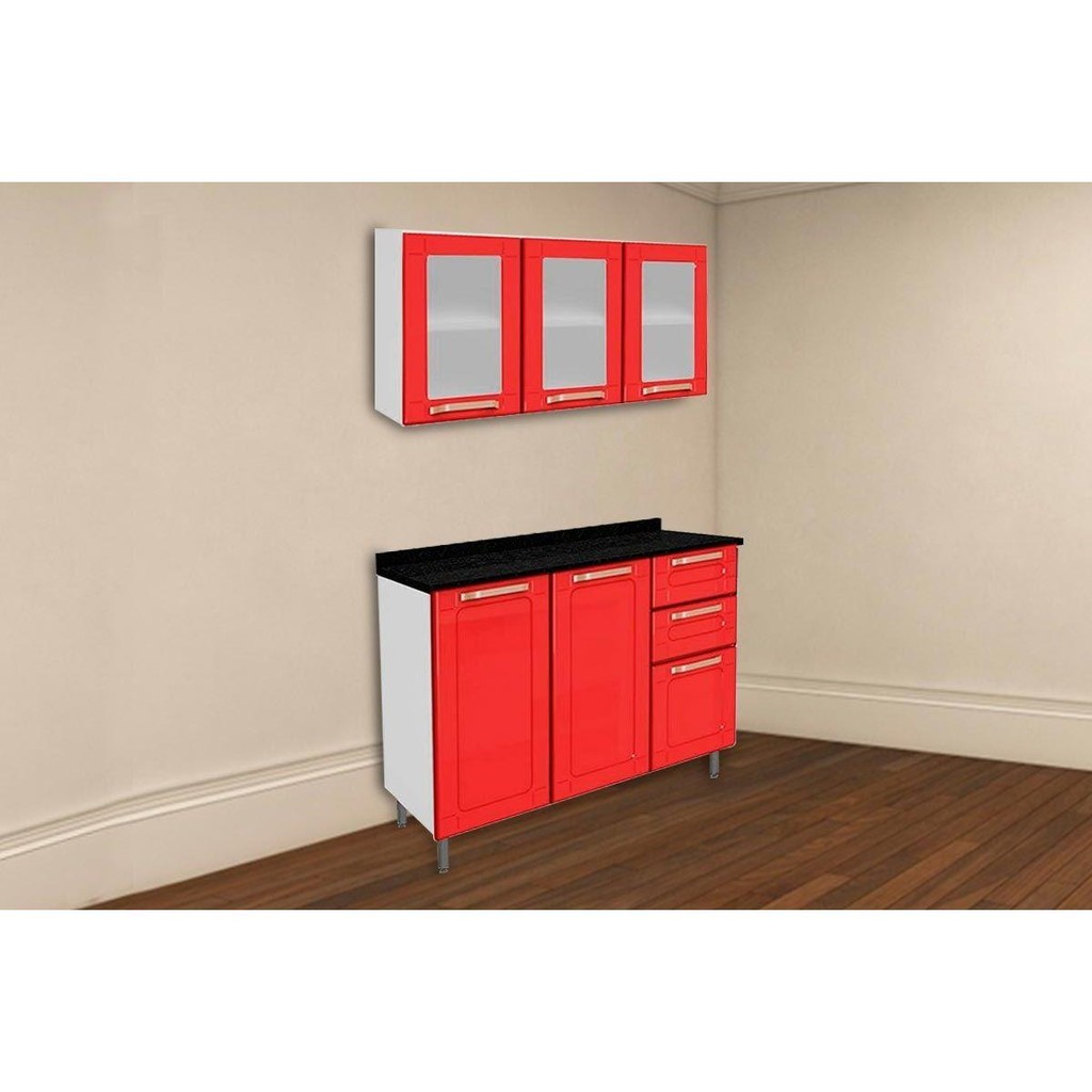 Armário de Cozinha Vermelho e Branco: Onde Comprar | BuscaProdutos