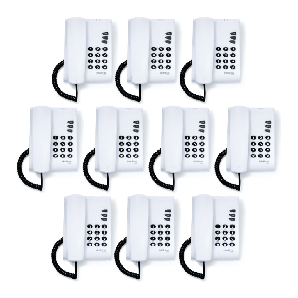 Telefone Fixo Com Fio Pleno Intelbras Sem Chave Cinza - 10 Unidades