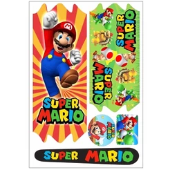 Cartela Adesivo Super Mario Bros De Personagens Aro 12/16/20/24