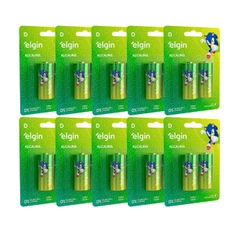 Kit 20 Pilha Alcalina D LR20 Grande Blister 10 Cartela Elgin