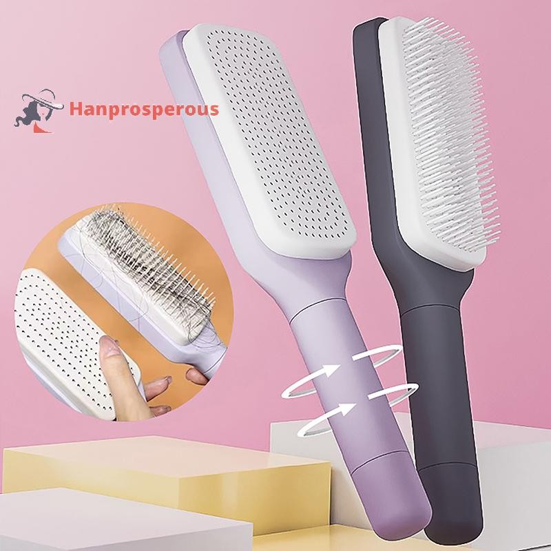 Hanprosperous > Escova De Cabelo Autolimpante , Feminina , Limpeza De Uma Tecla , Perda , ...
