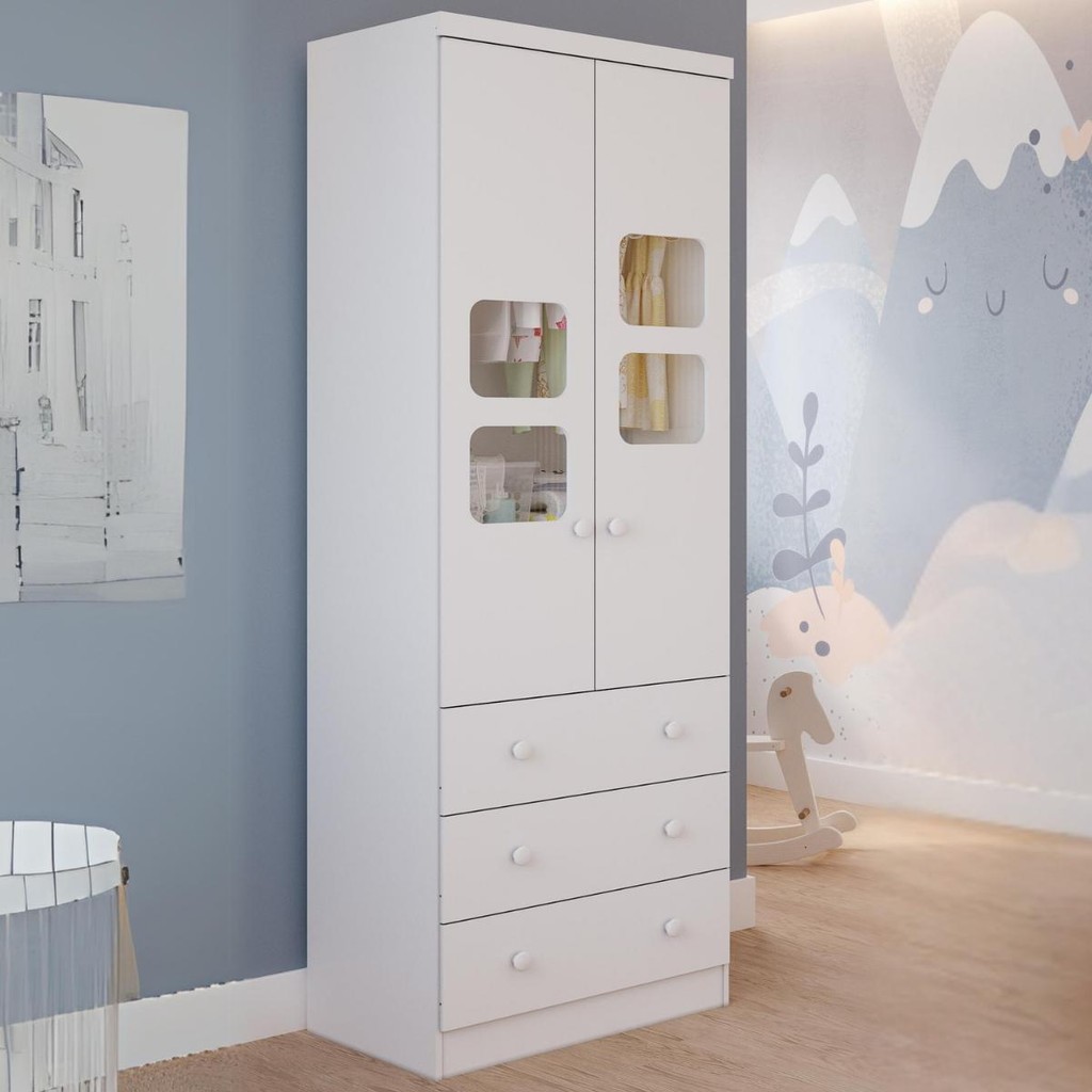 Guarda Roupa Infantil 2 Portas 3 Gavetas 100% MDF Uli Faura - Home & Living
