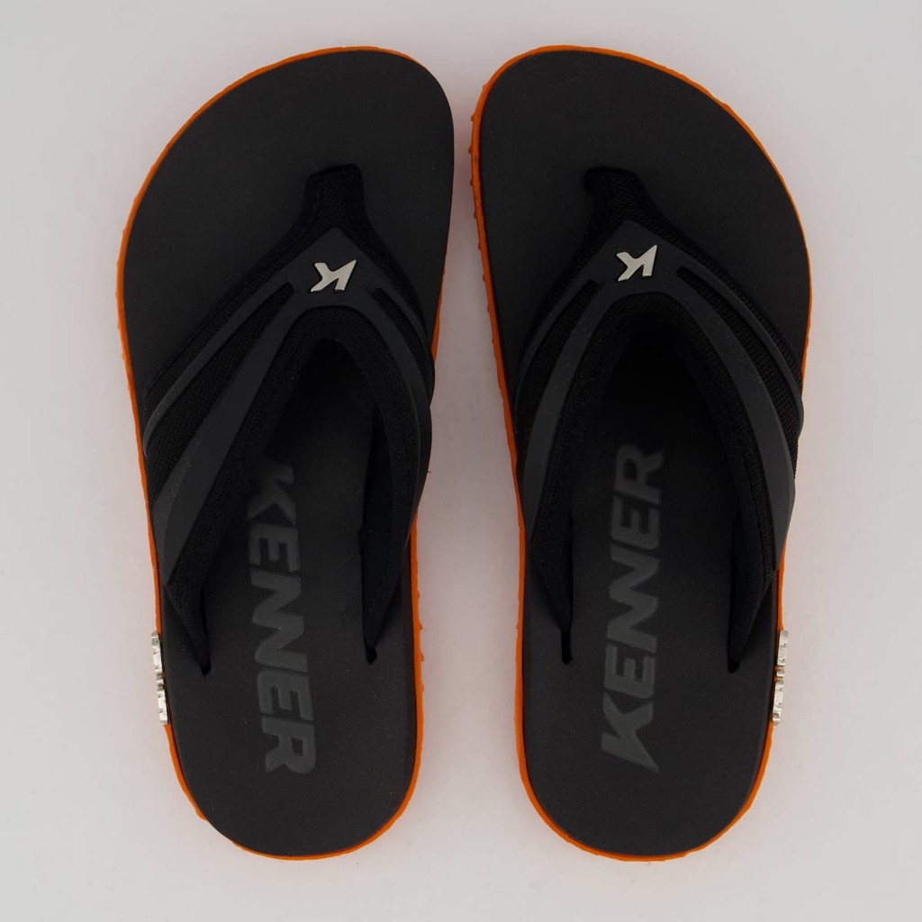 Chinelo Kenner Kivah New Force Preto e Laranja