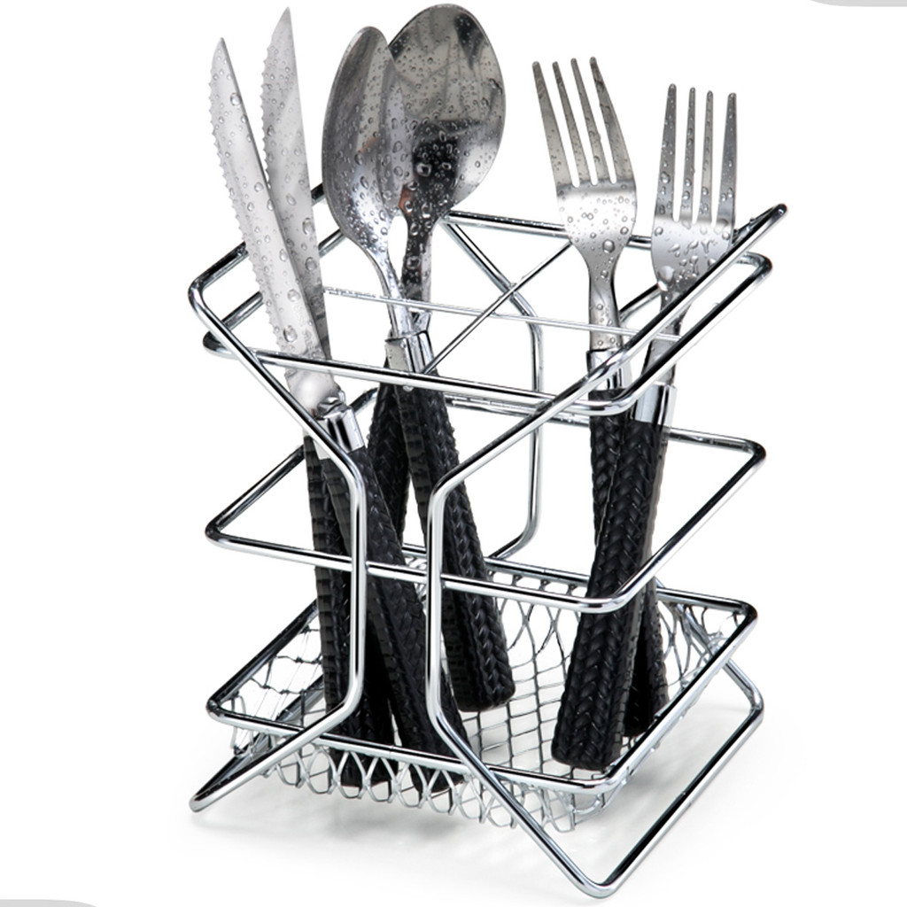 Organizador Suporte Porta Talher Escorredor Vertical Aramado com Divisórias Art Cook Cromado Arthi - Home & Living