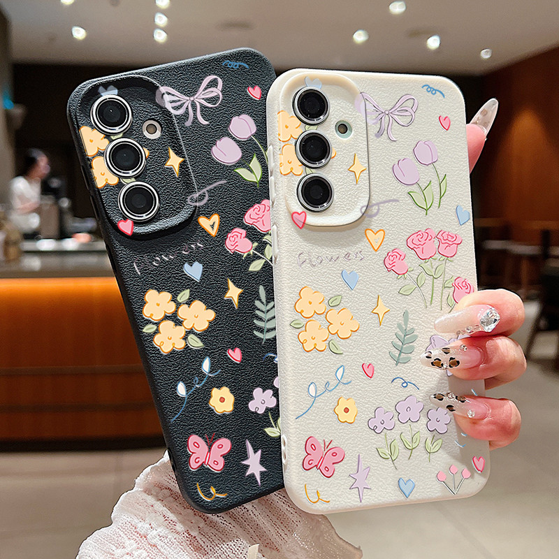 Bonito Padrão De Flor Caso Para Samsung Galaxy A56 A36 A55 A35 A54 A34 A16 A15 A14 A26 A25 A53 A52 5G Textura De Couro M em Oferta na Shopee