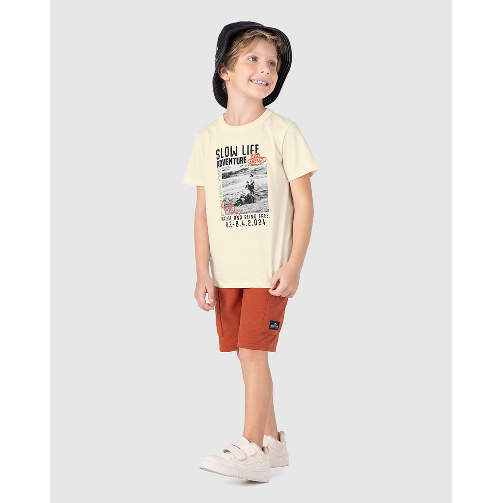 Conjunto Infantil Menino Bermuda Em Moletinho Texturizado Malwee Kids em Oferta na Shopee
