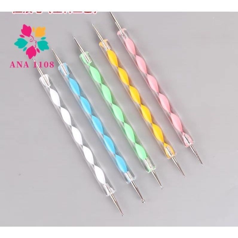 Kit 5 Boleadores Pinceis Ponta Dupla Decoração De Unha-ANA 1108
