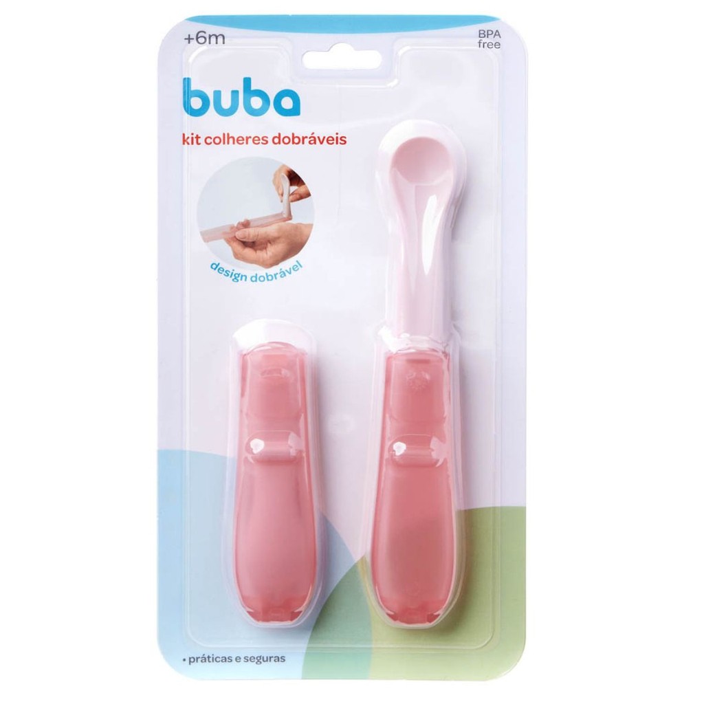 Kit Com 2 Colheres Dobráveis Rosa 19700 - Buba em Oferta na Shopee
