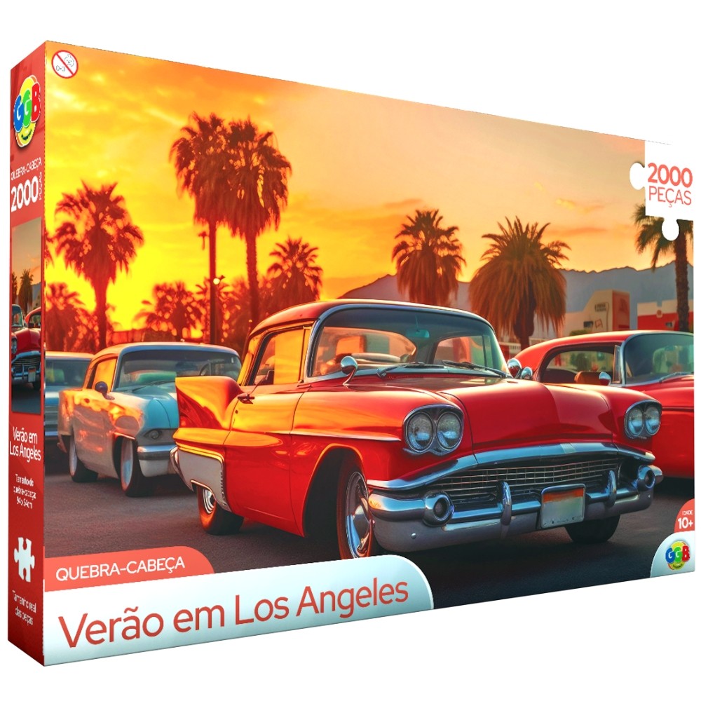QUEBRA CABEÇA VERÃO EM LOS ANGELES 2000 PEÇAS GGB BRINQUEDOS PUZZLE PAISAGEM PONTOS TURÍSTICOS CARRO - Mom & Baby