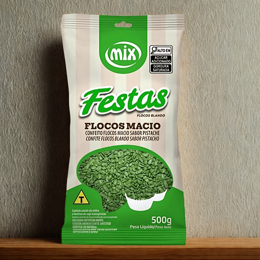Confeito de Flocos Macio Sabor Pistache - 500g - 1 unidade - Mix - Rizzo