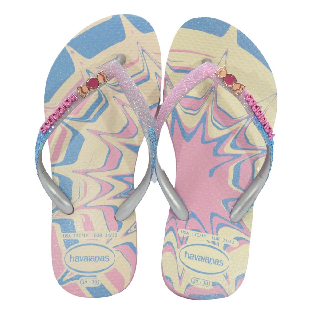 Chinelo Infantil Havaianas Kids Slim Glitter II Rosa Glow + NF