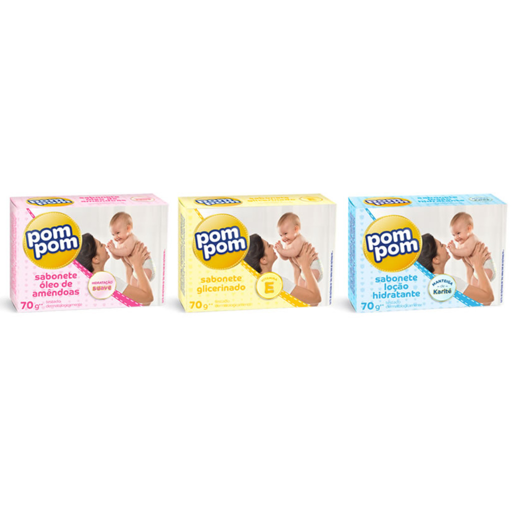 Sabonete em Barra Pom Pom Bebê 70g Suave e Hidratante