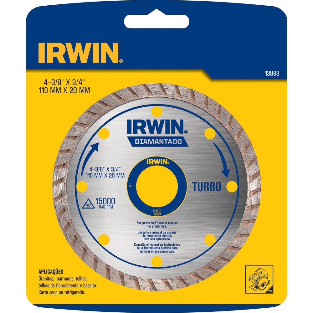 Disco de Corte Irwin Diamantado Turbo 110mmx20mm