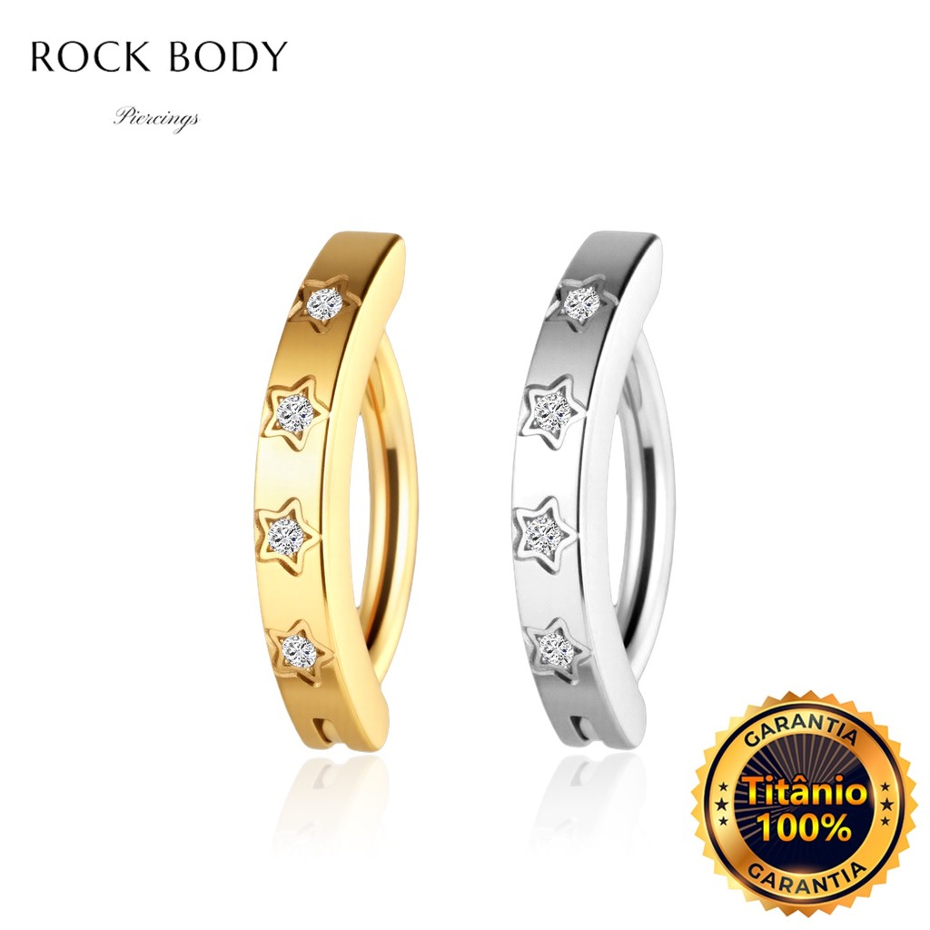 Piercing Argola Para Umbigo Titânio Estrela Zircônias em Oferta na Shopee
