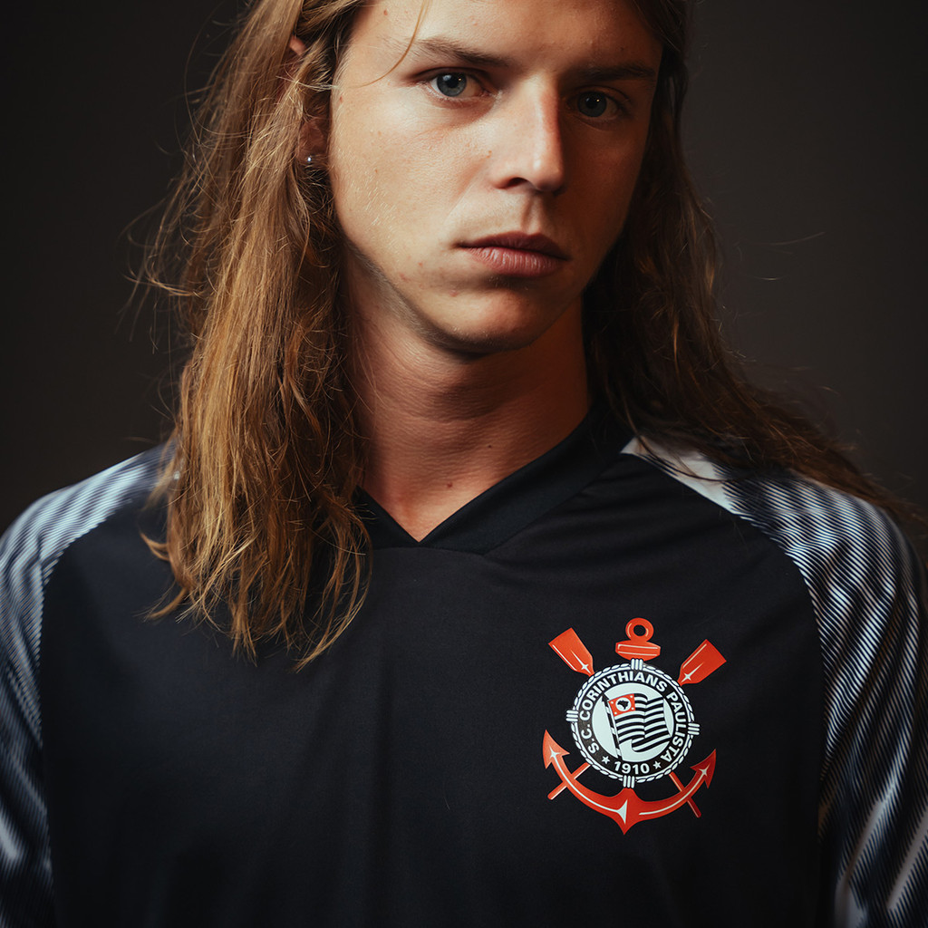 Camisa Corinthians SCCP Lines Preta Masculina Oficial em Oferta na Shopee
