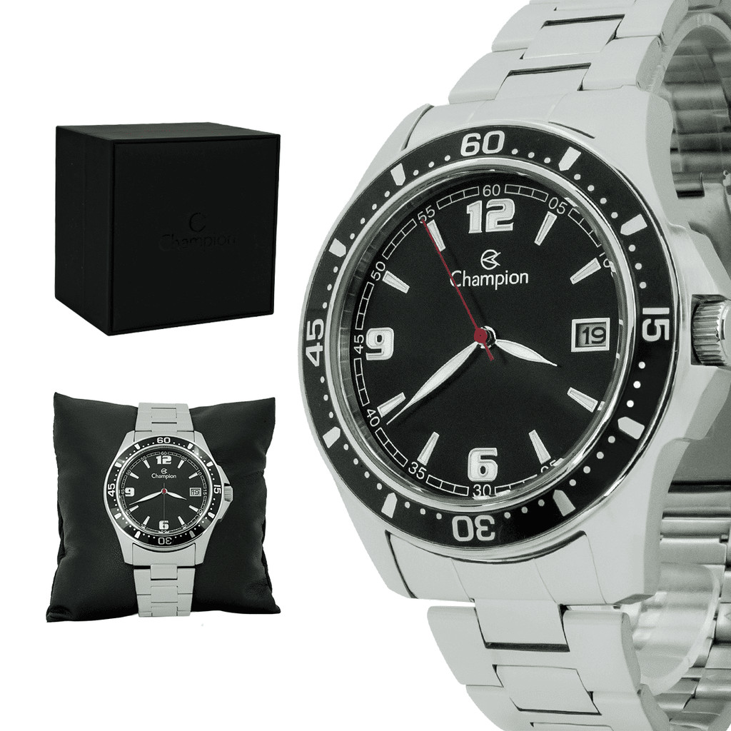 Relogio Champion Original Masculino Pulseira de Aço Inoxidavel Resistencia a Agua 1 Ano de Garantia - Watches