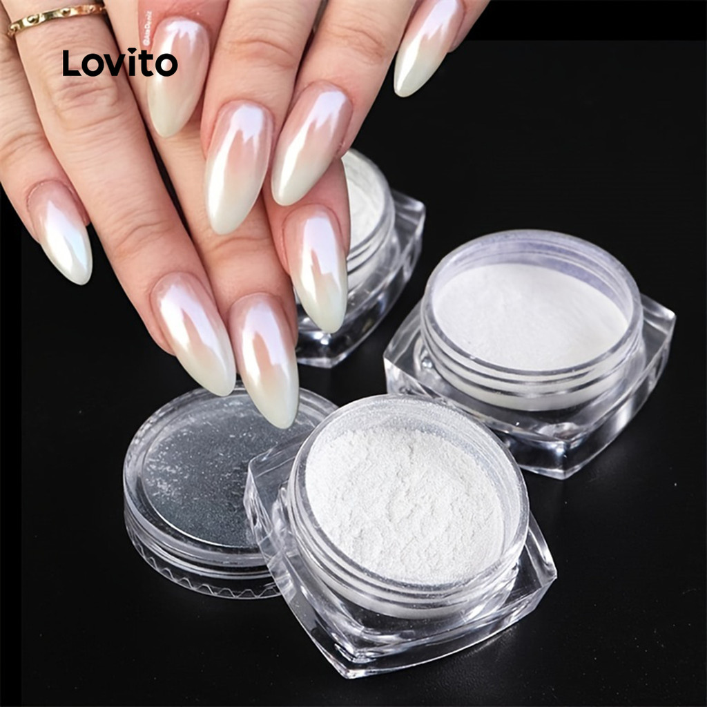 Lovito Esmalte De Espelho Liso Casual Decoração Brilhante Unhas Artificiais Para Mulheres LCS09142