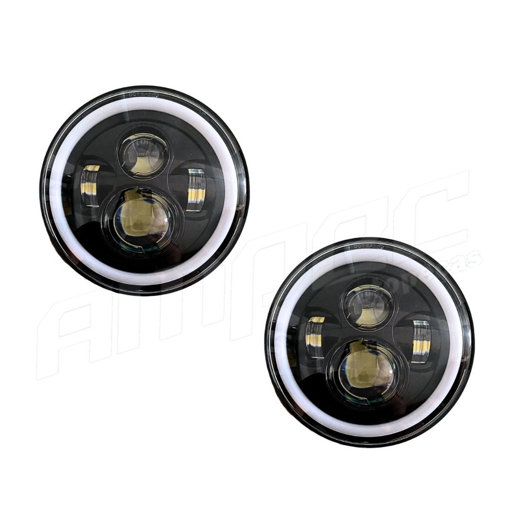 Kit 2 Farol Angel Eyes Defender LED Jeep Troller Fusca Kombi - Automobiles