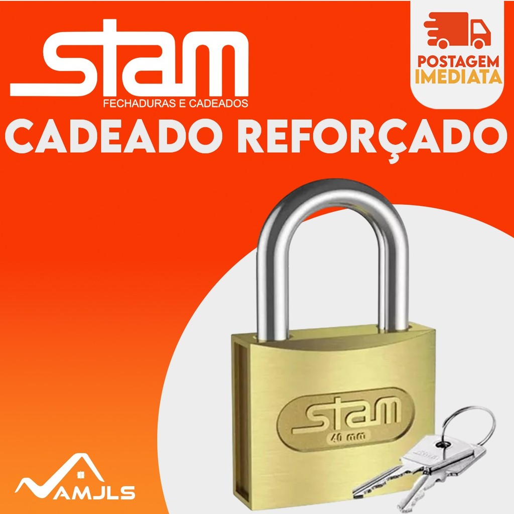 Kit 3 Cadeado segurança Stam original zamac latonado 20mm - 45mm | Stam