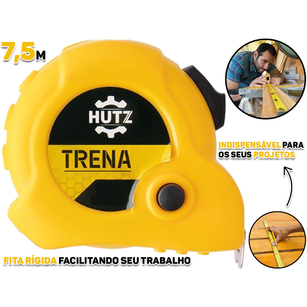 Trena De Bolso Plástica Fita Métrica Aço Inox Com Trava 7,5m x 25mm Profissional Para Construção Carpintaria em Oferta na Shopee