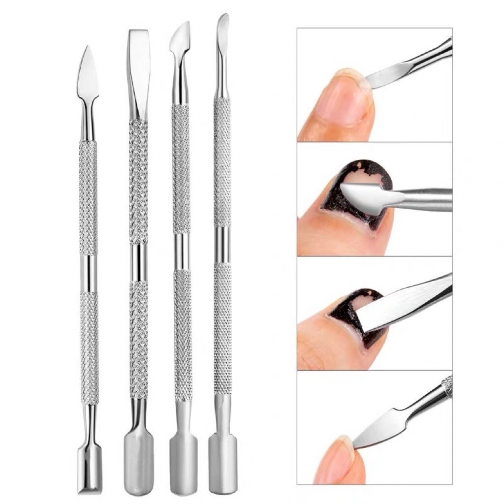 4 Espátulas Proficional Aço Inox para Cuidados com as Unhas - Podologia e Manicure (S15)
