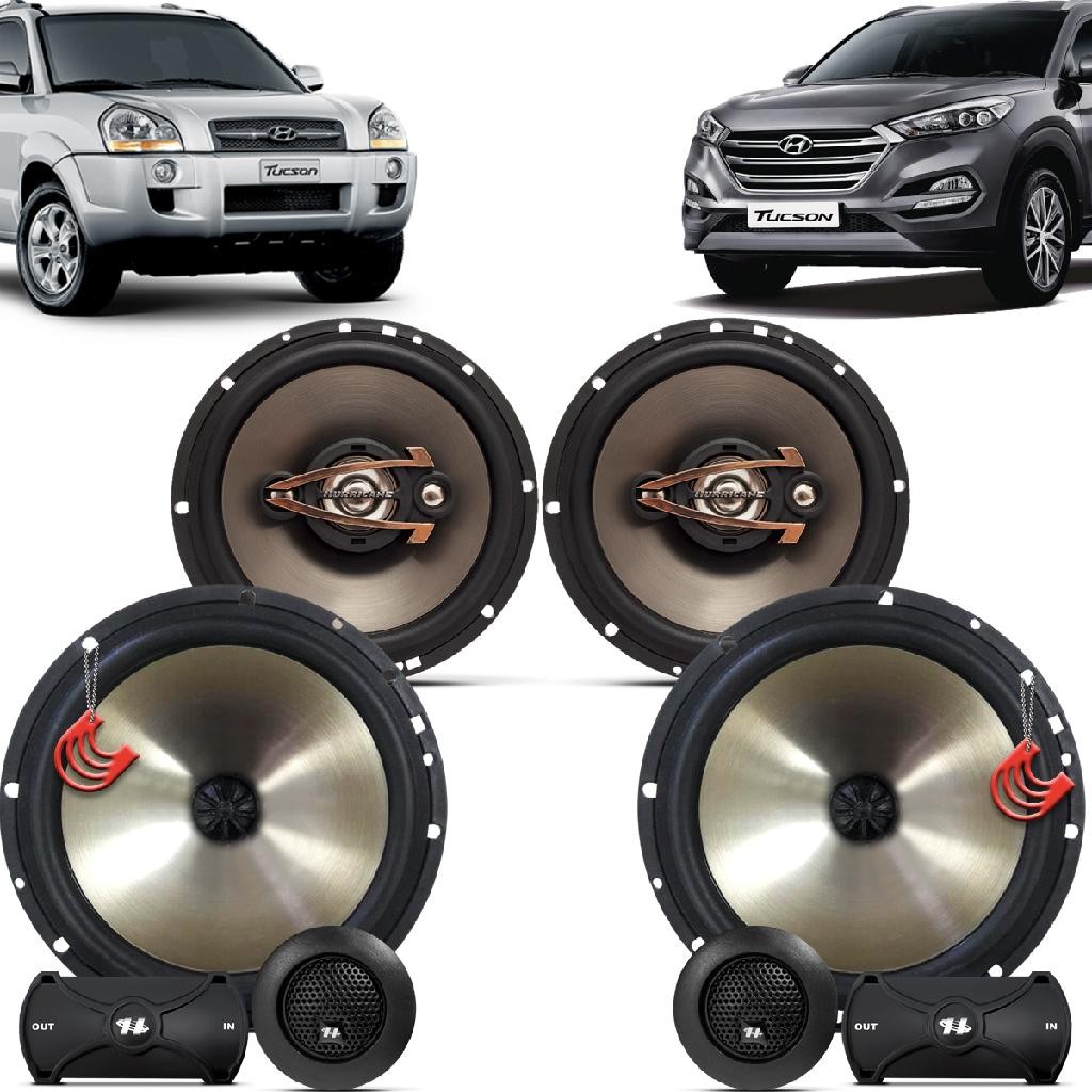 Kit Alto Falantes Dianteiros + Traseiros Hyundai Tucson 2005 até 2022 - Hurricane Platino640w