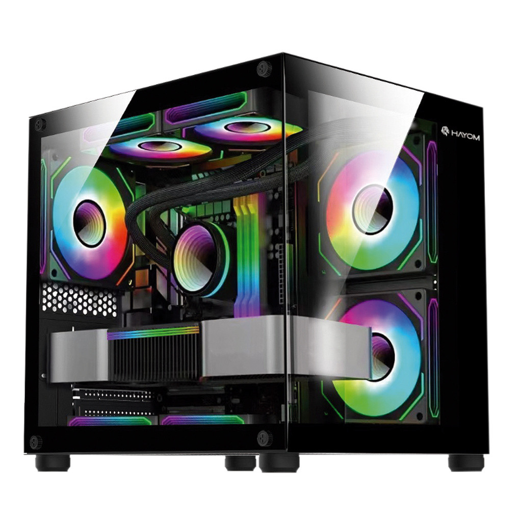 Gabinete Gamer Hayom GB1796 com 4 Fans RGB com Vidro Preto