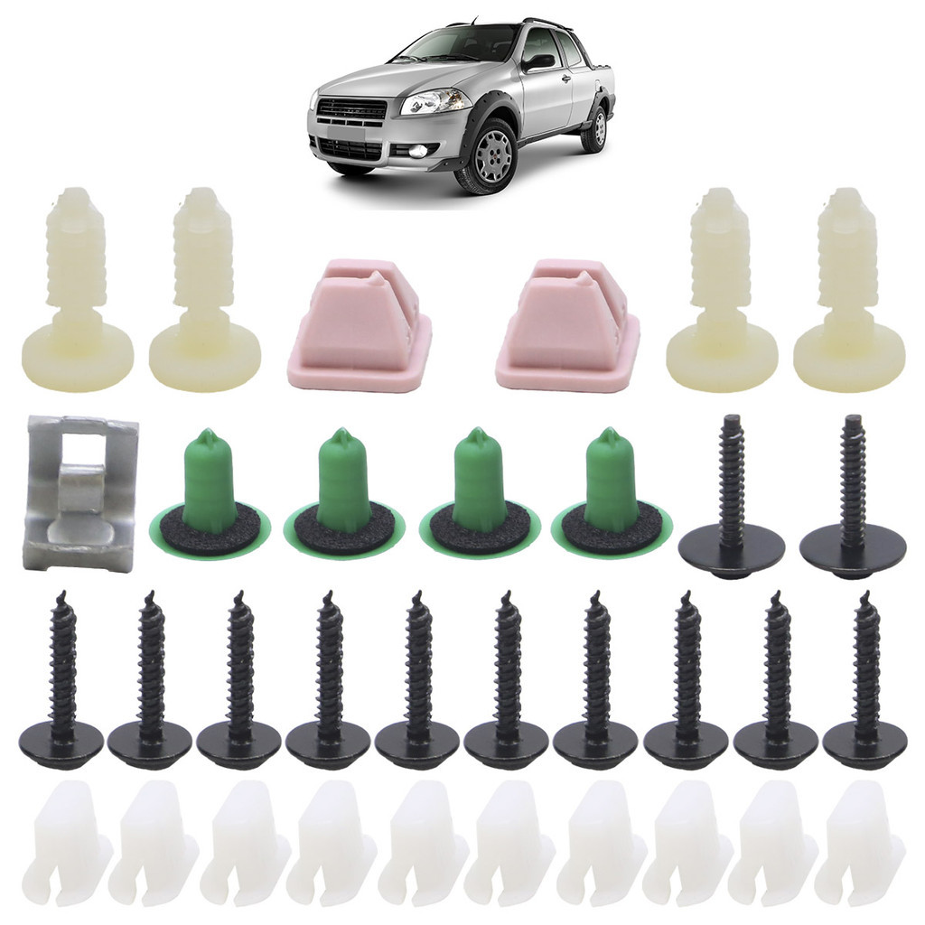 Kit Grampo Presilha Moldura Paralama Dianteiro Strada Work 2009 2010 2011 2012 2013 33 Peças - Spare Parts and Accessories for Vehicles
