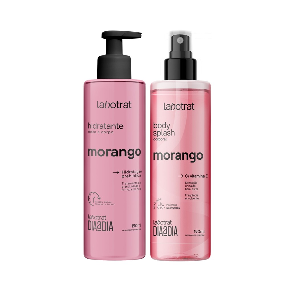 Kit Hidratante e Body Splash Corpo Rosto Morango Labotrat em Oferta na Shopee