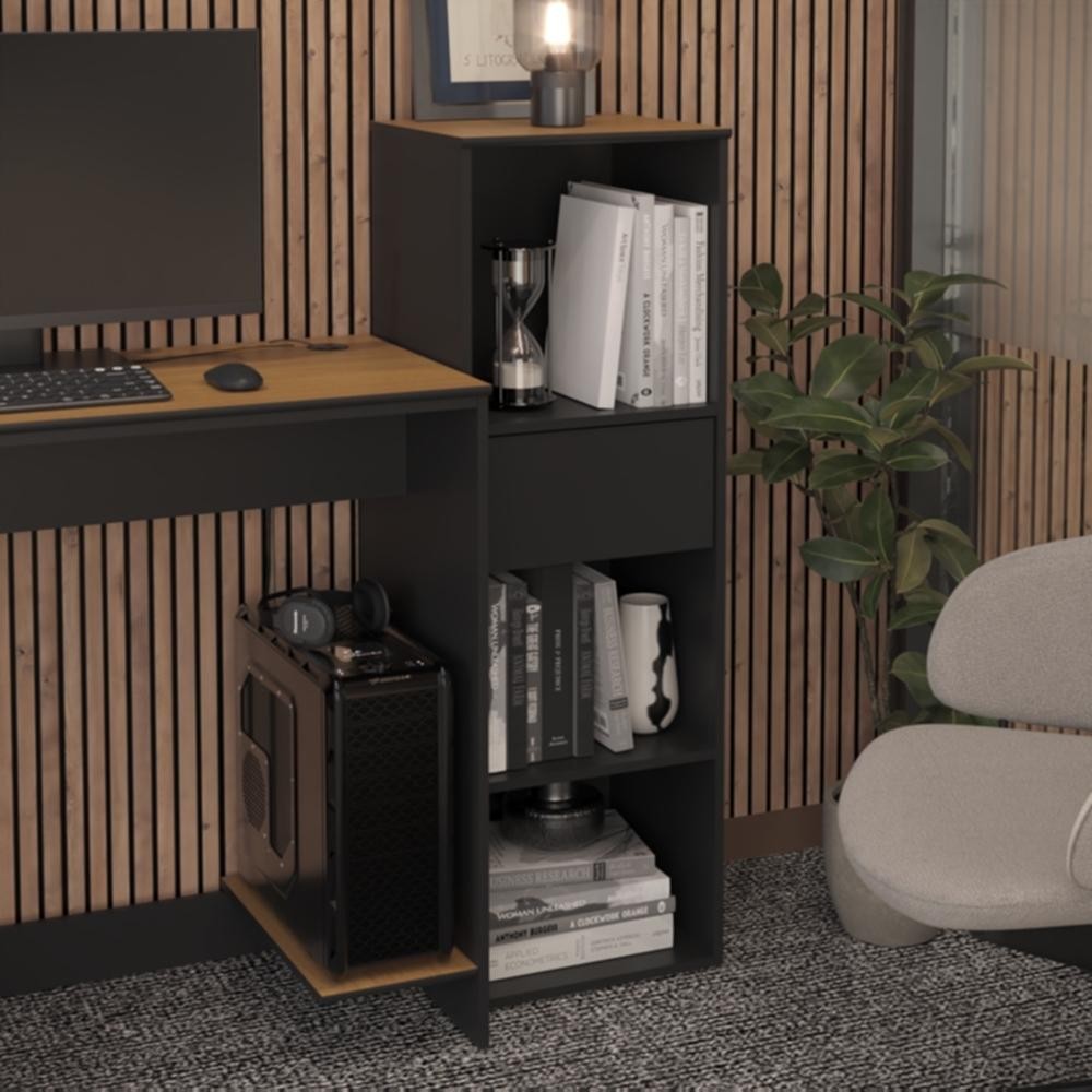 Estante Livreiro Armário Organizador Smart Office 1 Gaveta e 3 Nichos Para Escritório Sala- ViaNossa em Oferta na Shopee